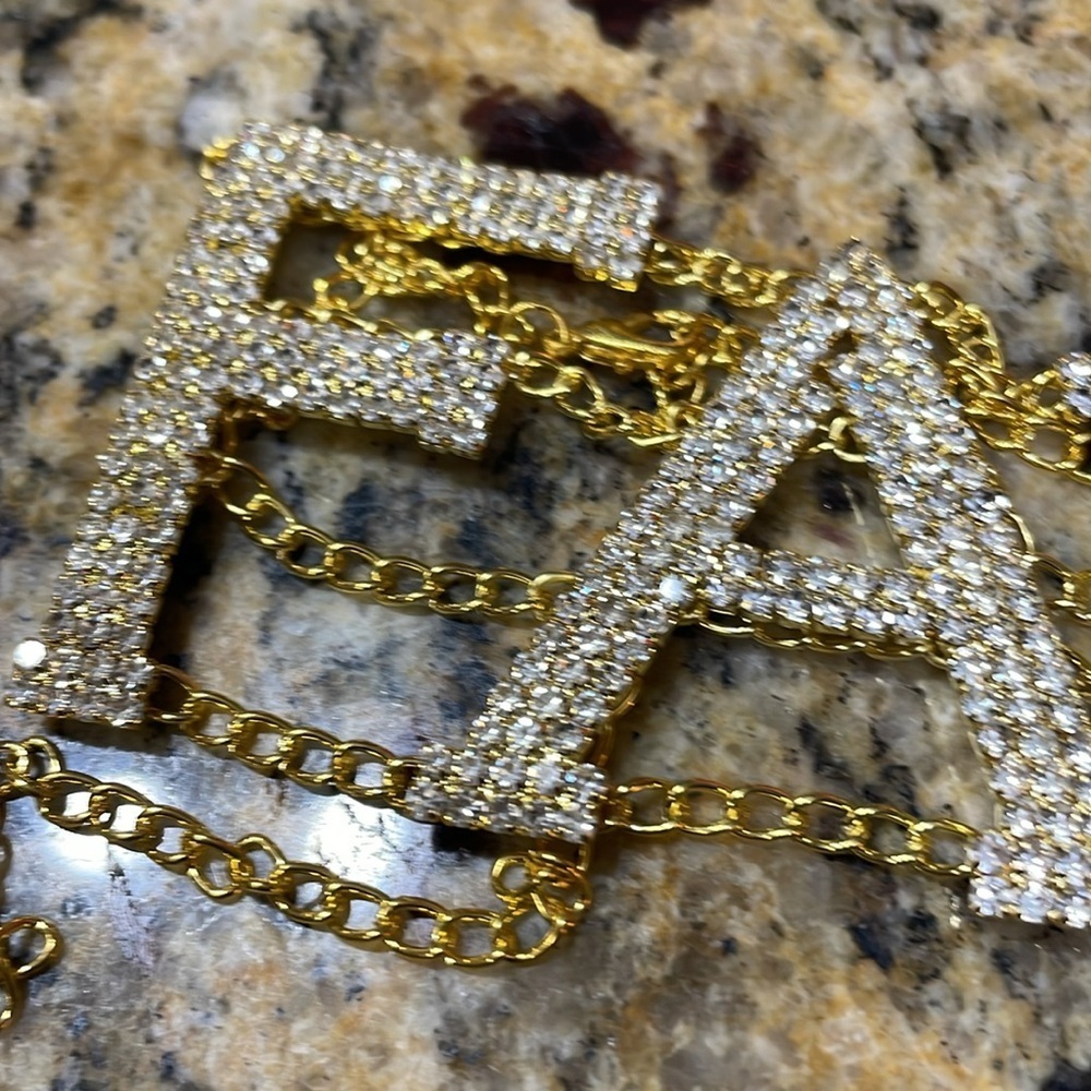 Fancy Rhinestone Gold Choker - Picture 4 of 11